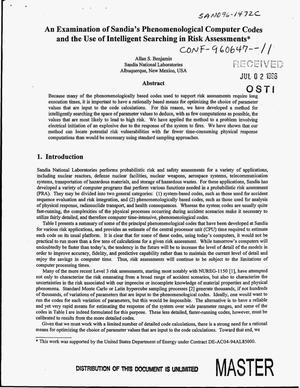 An Examination of Sandia`S Phenomenological Computer Codes and the Use of Intelligent Searching in Risk Assessments