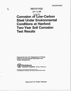 Corrosion of low-carbon steel under environmental conditions at Hanford: Two-year soil corrosion test results