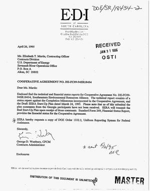 Southeastern Environmental Resources Alliance [Status report on completion milestones incorporated in the Cooperative Agreement, and draft start-up plan March 24, 1995]