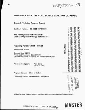 Maintenance of the coal sample bank and database. Quarterly technical progress report, January 1, 1995--March 31, 1995