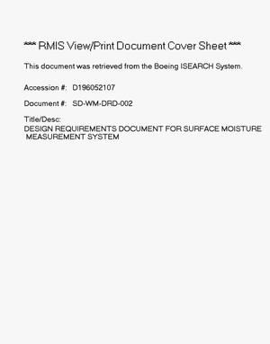 Design Requirements Document (DRD) for Surface Moisture Measurement System (SMMS)