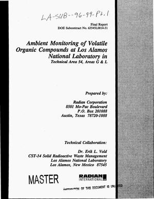 Ambient monitoring of volatile organic compounds at Los Alamos National Laboratory in technical area 54, areas G and L. Final report