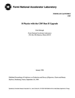 B physics with the CDF Run II upgrade