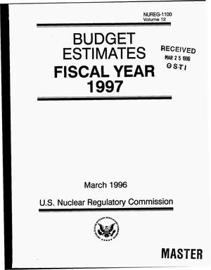 Budget estimates, fiscal year 1997. Volume 12