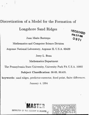 Discretization of a model for the formation of longshore sand ridges