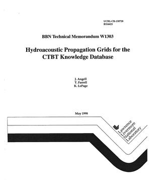 Hydroacoustic propagation grids for the CTBT knowledge databaes BBN technical memorandum W1303