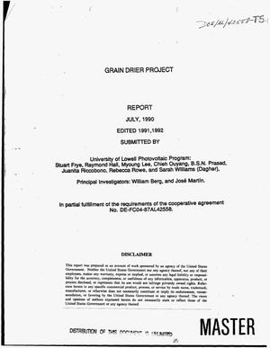 Grain Drier Project Report for task 2 dated July 1990 edited 1991, 1992. Follow up report