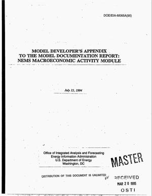 Model developer`s appendix to the model documentation report: NEMS macroeconomic activity module
