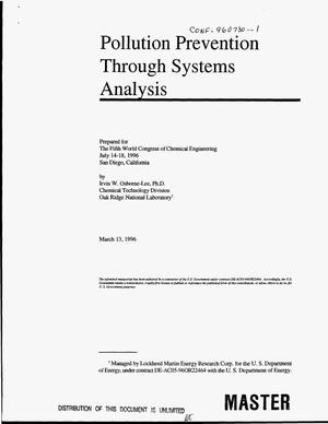 Pollution prevention through systems analysis