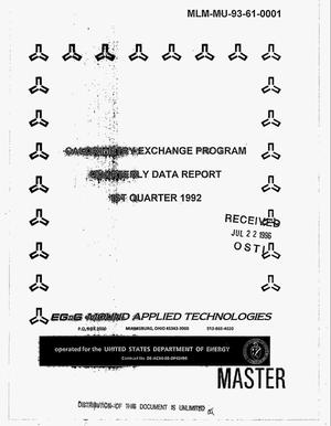 Calorimetry exchange program. Quarterly data report, 1st quarter 1992