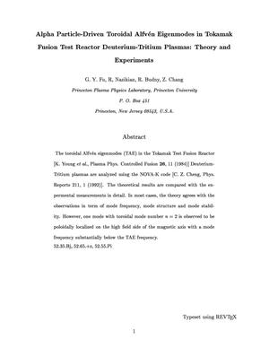 Alpha Particle-Driven Toroidal Alfven Eigenmodes in Tokamak Fusion Test Reactor Deuterium-Tritium Plasmas: Theory and Experiments
