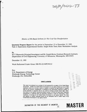 Kinetics of Mn-based sorbents for hot coal gas desulfurization. Quarterly progress report, September 15, 1995--December 15, 1995