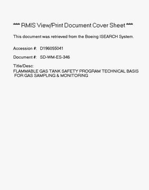 Flammable gas tank safety program: Technical basis for gas analysis and monitoring
