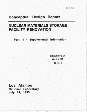 Conceptual design report: Nuclear materials storage facility renovation. Part 3, Supplemental information