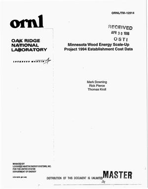 Minnesota wood energy scale-up project 1994 establishment cost data