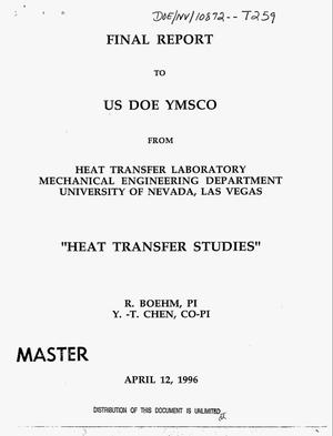 Heat transfer studies. Final report