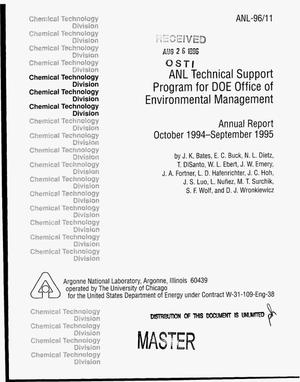 ANL technical support program for DOE Office of Environmental Management. Annual report, October 1994--September 1995