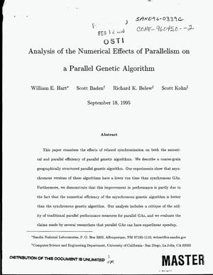 Analysis of the numerical effects of parallelism on a parallel genetic algorithm