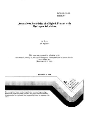 Anomalous resistivity of high-Z plasma with hydrogen admixture