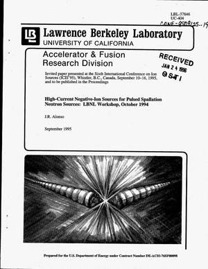High-current negative-ion sources for pulsed spallation neutron sources: LBNL workshop, October 1994