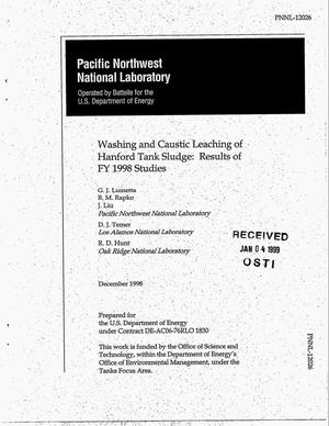 Washing and Caustic Leaching of Hanford Tank Sludge: Results of FY 1998 Studies