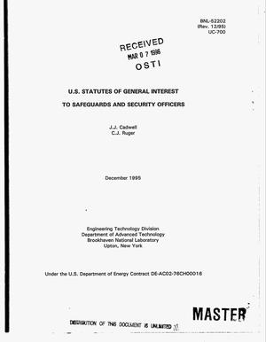 US statutes of general interest to safeguards and security officers. Revision 12/95