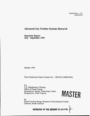 Advanced gas turbine systems research quarterly report, July-- September 1995