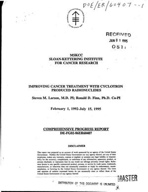 Primary view of object titled 'Improving cancer treatment with cyclotron produced radionuclides. Comprehensive progress report, February 1, 1992--July 15, 1995'.