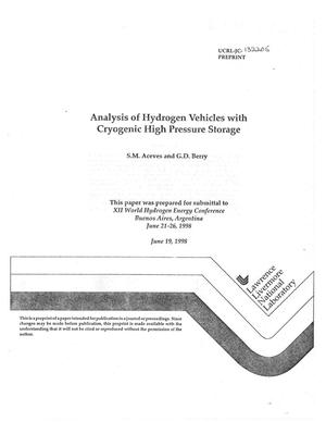 Analysis of hydrogen vehicles with cryogenic high pressure storage
