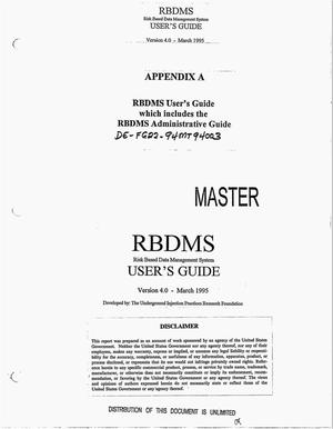 RBDMS user`s guide which includes the RBDMS administrative guide, Version 4.0. Appendix A
