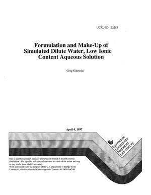 Formulation and make-up of simulate dilute water, low ionic content aqueous solution