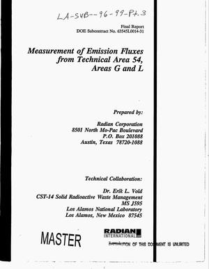 Measurement of emission fluxes from Technical Area 54, Area G and L. Final report