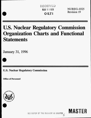 U.S. Nuclear Regulatory Commission organization charts and functional statements. Revision 19