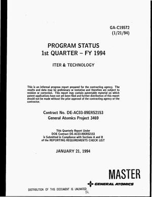 Program status 1. quarter -- FY 1994: ITER and technology