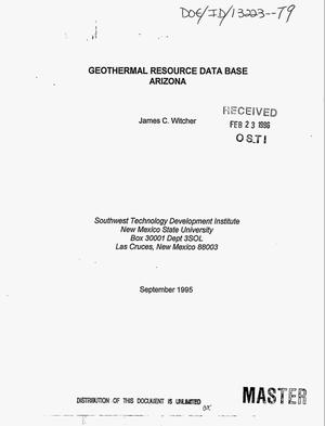 Geothermal Resource Data Base: Arizona