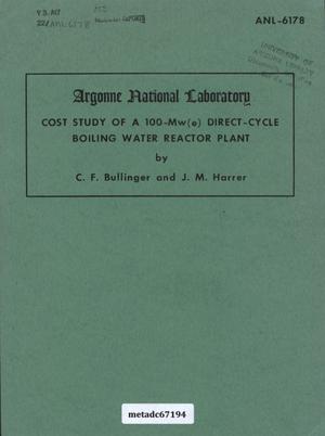 Cost Study of a 100-Mw(e) Direct-Cycle Boiling Water Reactor Plant
