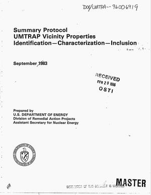 Summary protocol UMTEAP vicinity properties identification--characterization--inclusion