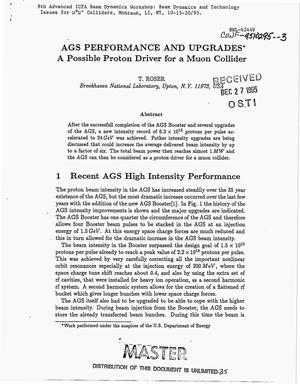 AGS performance and upgrades; A possible proton driver for a muon collider
