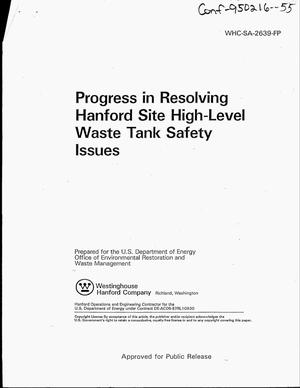 Progress in resolving Hanford Site high-level waste tank safety issues