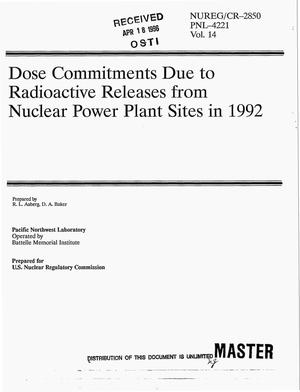 Dose commitments due to radioactive releases from nuclear power plant sites in 1992. Volume 14