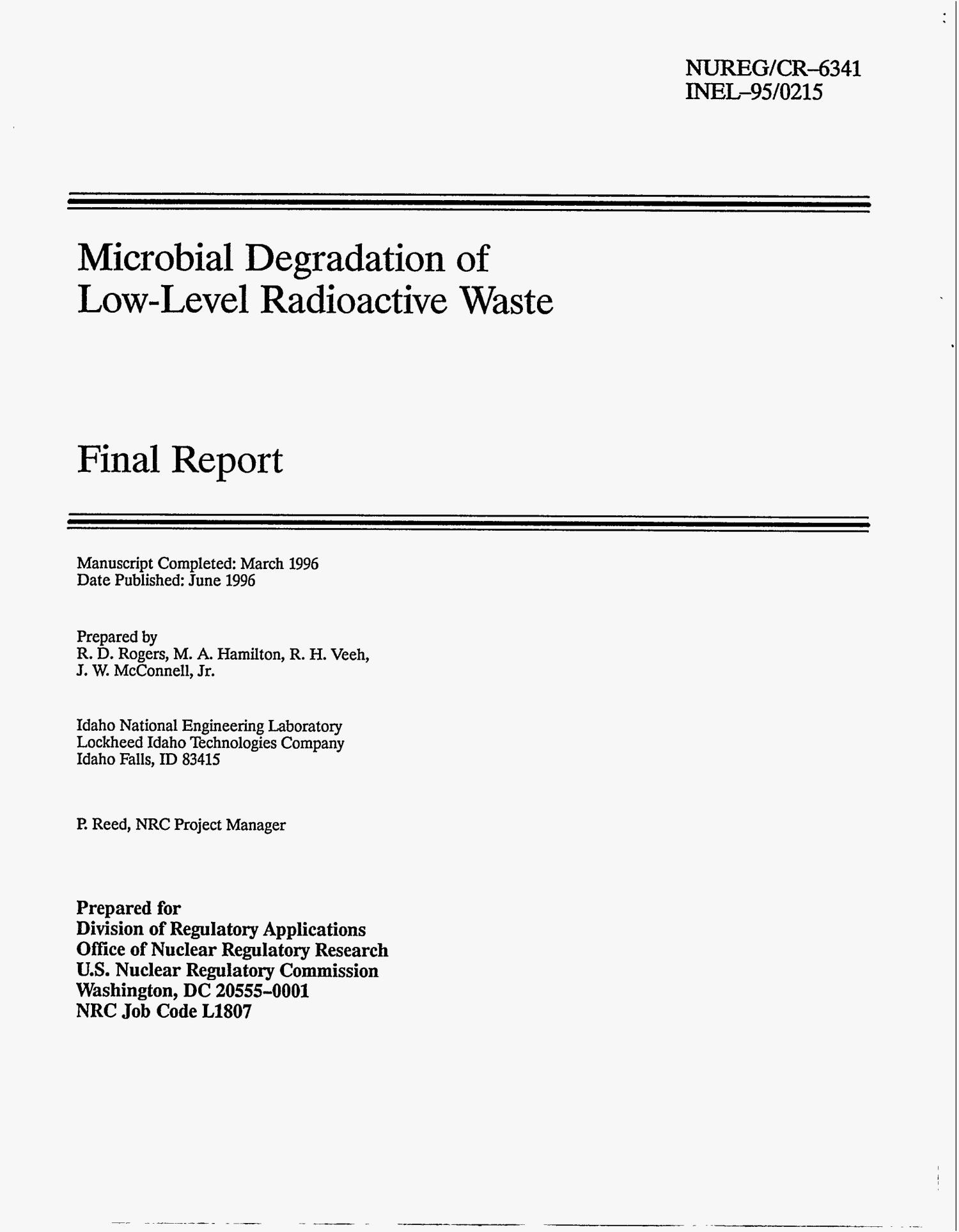 Microbial degradation of low-level radioactive waste. Final report
                                                
                                                    [Sequence #]: 3 of 117
                                                