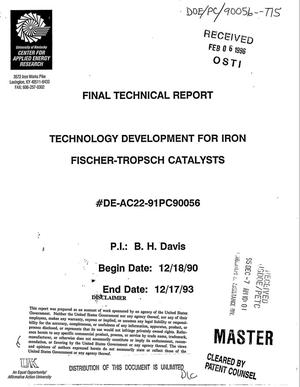 Technology development for iron Fischer-Tropsch catalysts. Final technical report, December 18, 1990--December 17, 1993