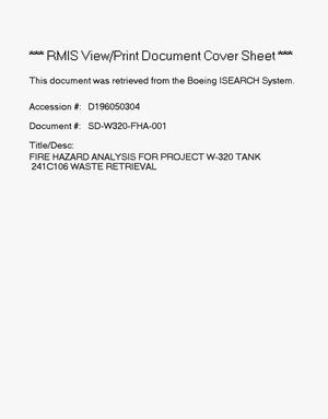 Fire hazard analysis for Project W-320 Tank 241-C-106 waste retrieval