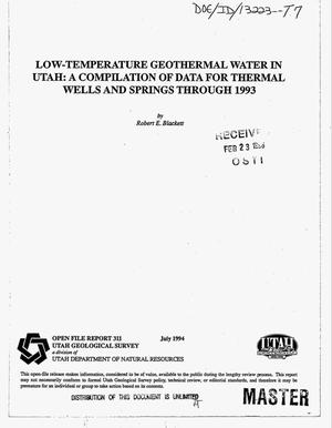 Low-temperature geothermal water in Utah: A compilation of data for thermal wells and springs through 1993