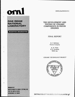 The development and testing of ceramic components in piston engines. Final report