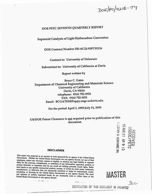 Primary view of object titled 'Superacid catalysis of light hydrocarbon conversion. DOE PETC seventh quarterly progress report, April 1, 1995--July 31, 1995'.