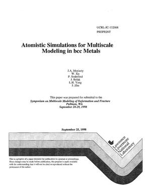 Atomistic simulations for multiscale modeling in bcc metal