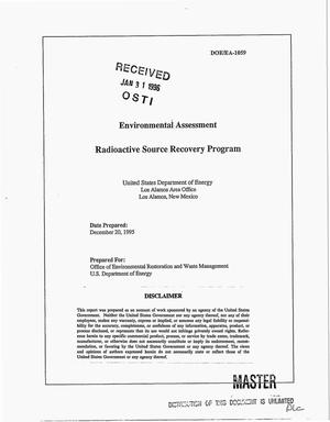 Environmental Assessment Radioactive Source Recovery Program