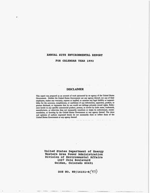 Annual site environmental report for calendar year 1993