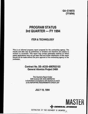 Program status 3. quarter -- FY 1994: ITER and technology